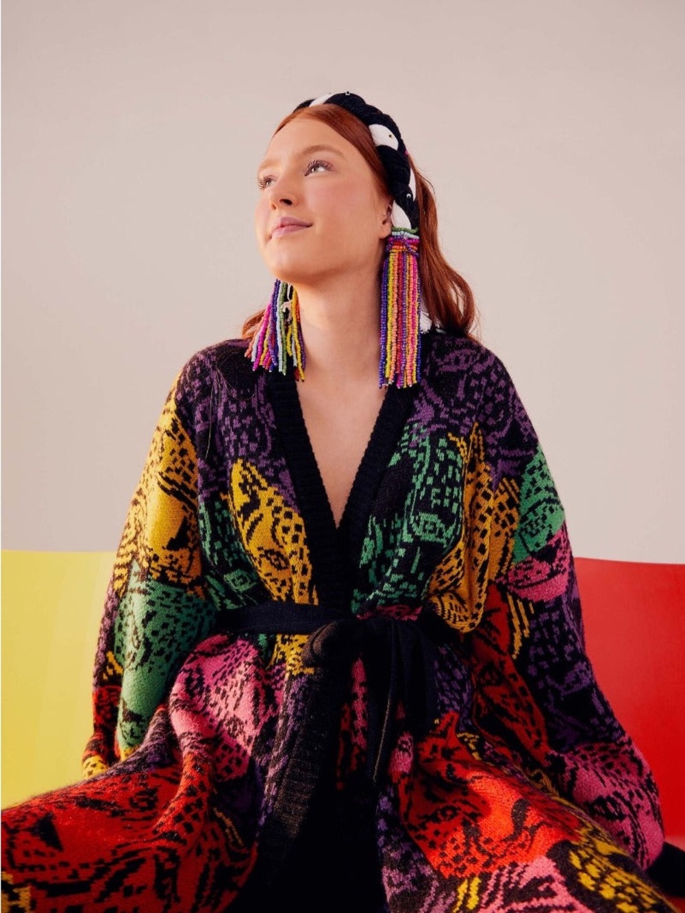 FARM Rio Rainbow Midnight Leopards Cardigan Size L